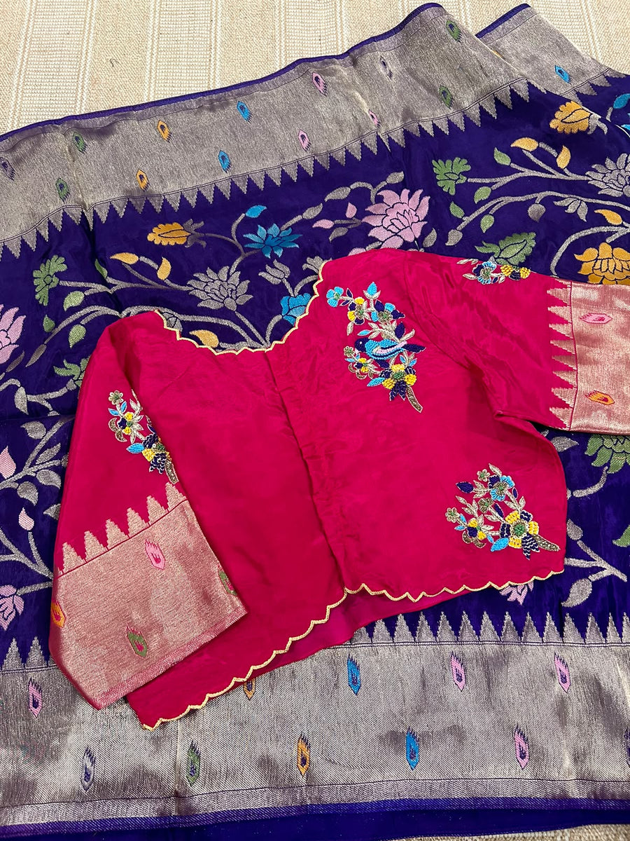 Pure HO crape jhamdani weaving saree