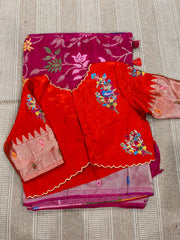 Pure HO crape jhamdani weaving saree