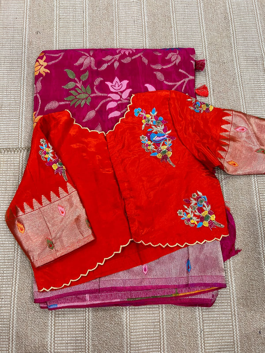 Pure HO crape jhamdani weaving saree