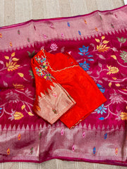 Pure HO crape jhamdani weaving saree