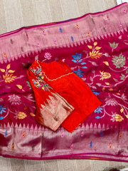 Pure HO crape jhamdani weaving saree