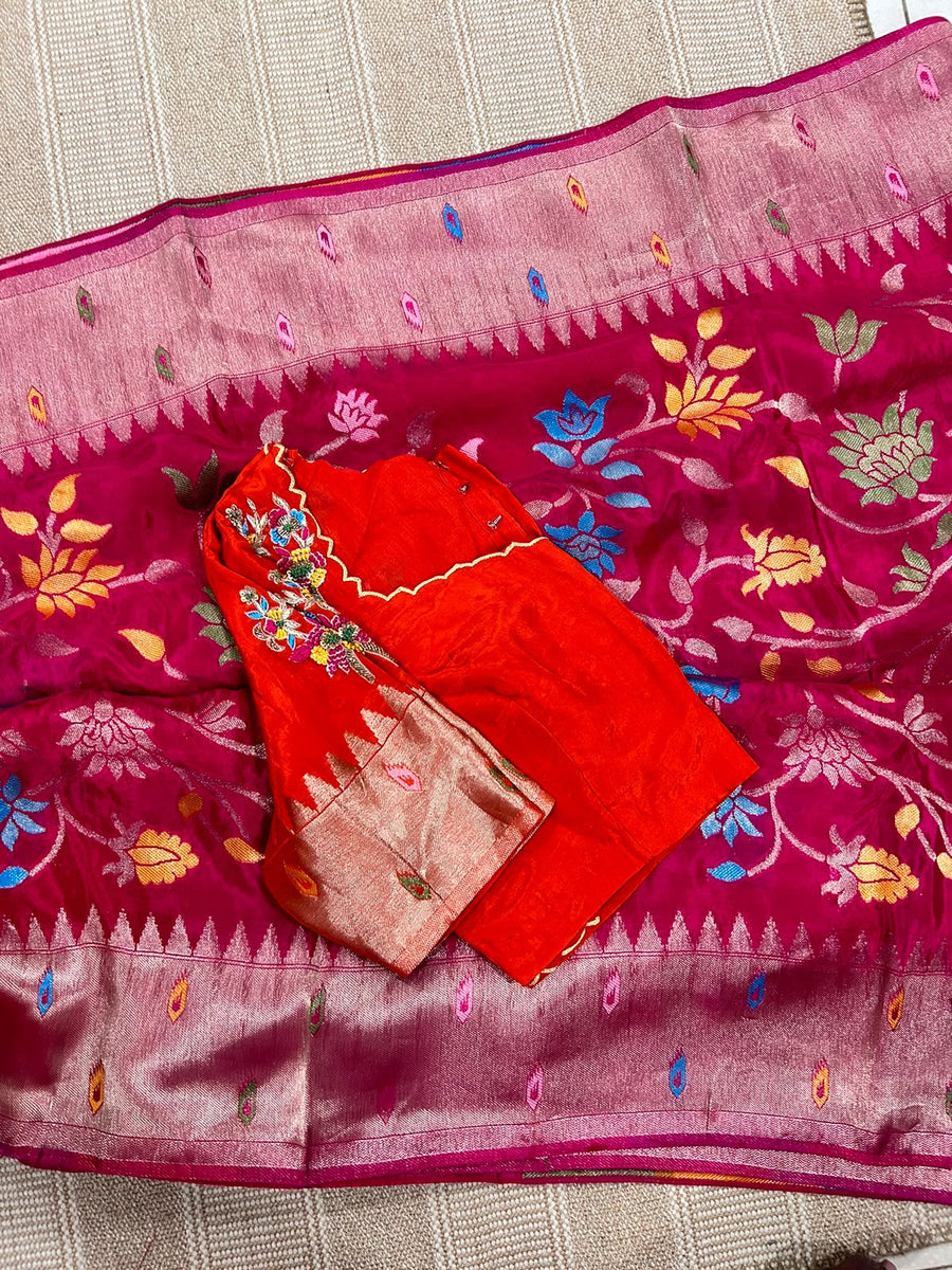 Pure HO crape jhamdani weaving saree