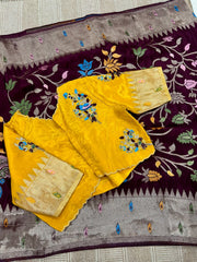 Pure HO crape jhamdani weaving saree