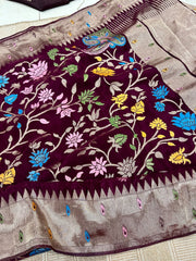 Pure HO crape jhamdani weaving saree