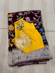 Pure HO crape jhamdani weaving saree