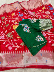 Pure HO crape jhamdani weaving saree
