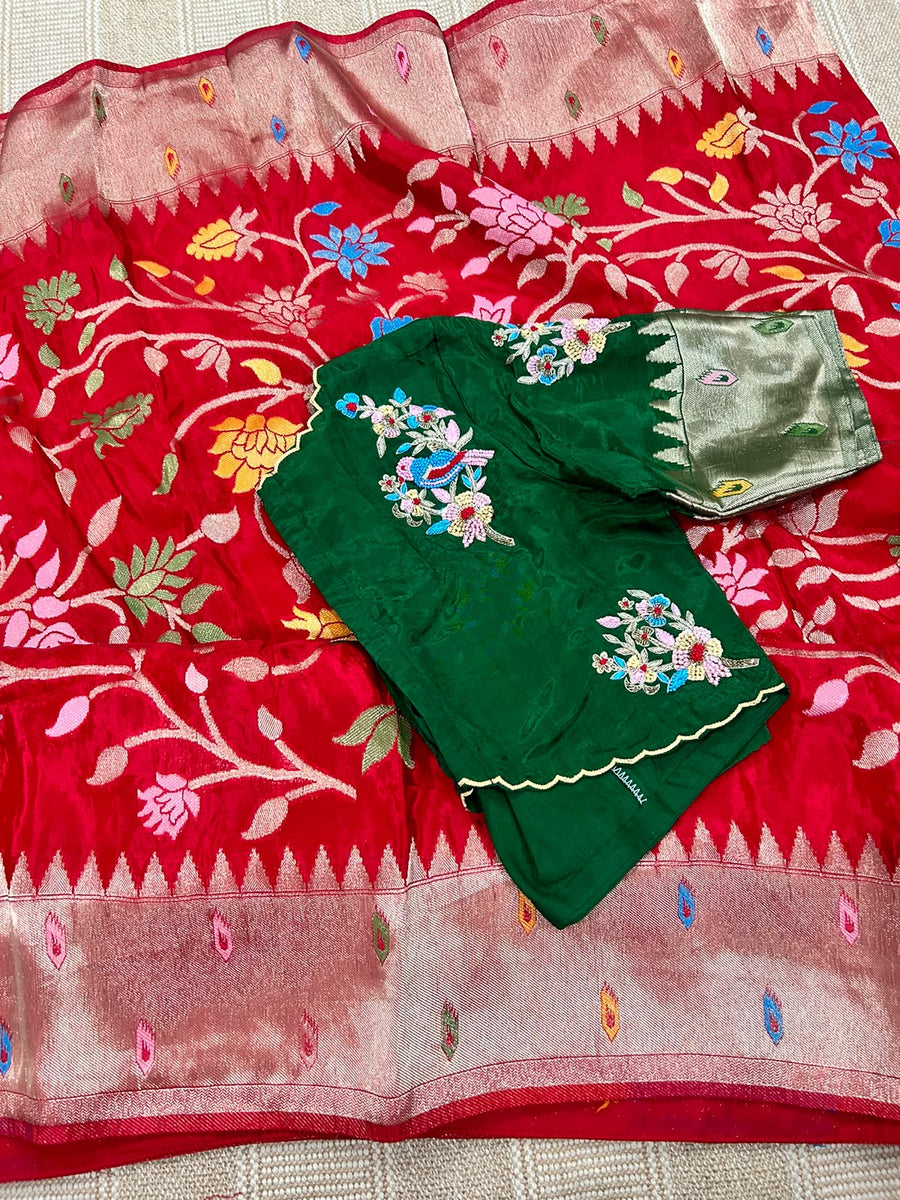 Pure HO crape jhamdani weaving saree