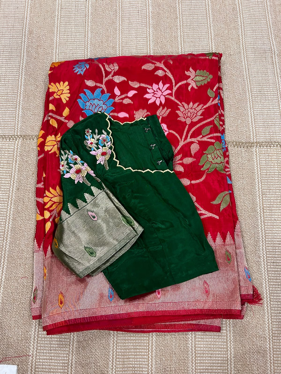 Pure HO crape jhamdani weaving saree