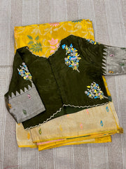Pure HO crape jhamdani weaving saree