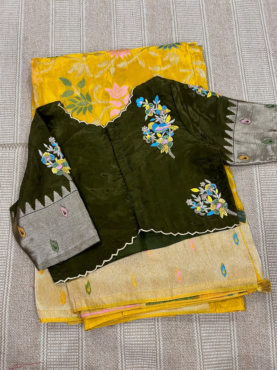 Pure HO crape jhamdani weaving saree