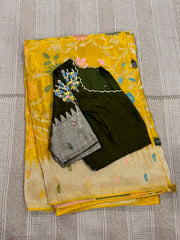 Pure HO crape jhamdani weaving saree