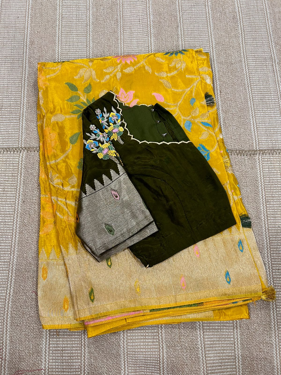 Pure HO crape jhamdani weaving saree