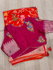 Pure HO crape jhamdani weaving saree