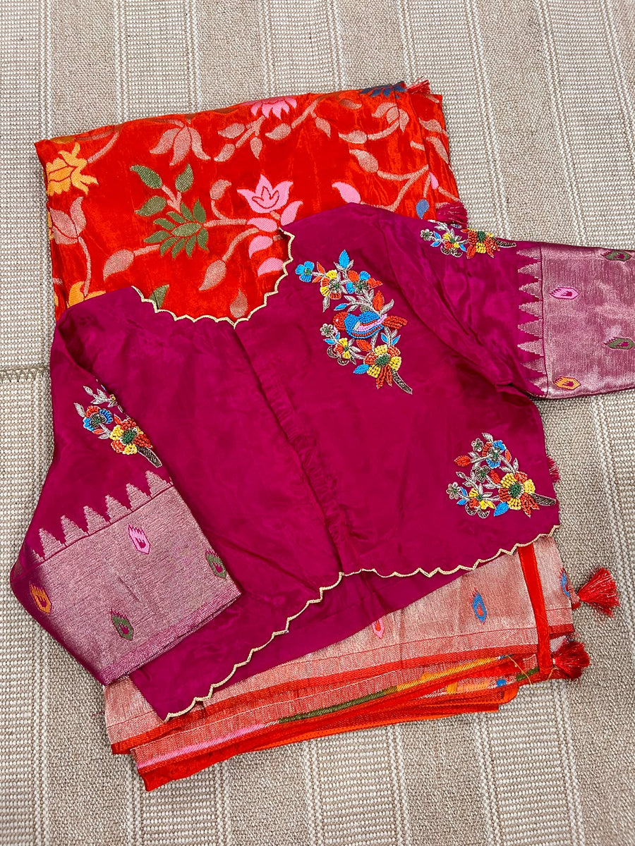 Pure HO crape jhamdani weaving saree