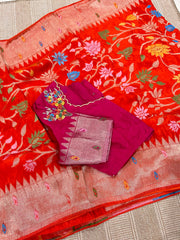 Pure HO crape jhamdani weaving saree