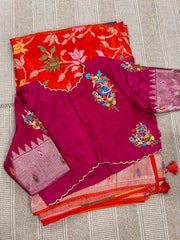 Pure HO crape jhamdani weaving saree