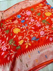 Pure HO crape jhamdani weaving saree