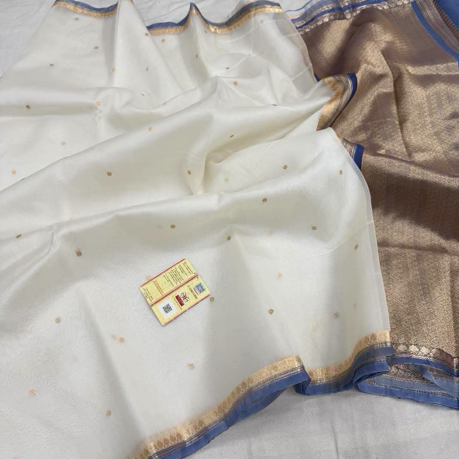 Pure handloom Banarasi Kora Organza Saree