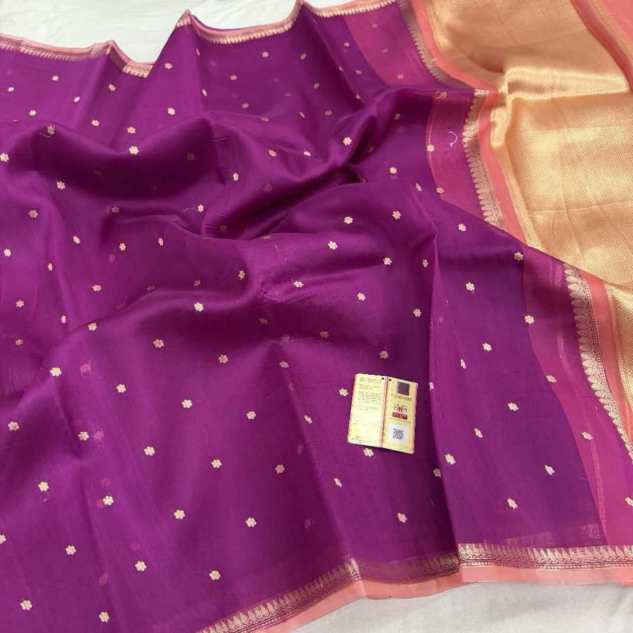 Pure handloom Banarasi Kora Organza Saree