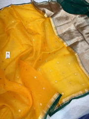 Pure handloom Banarasi Kora Organza Saree