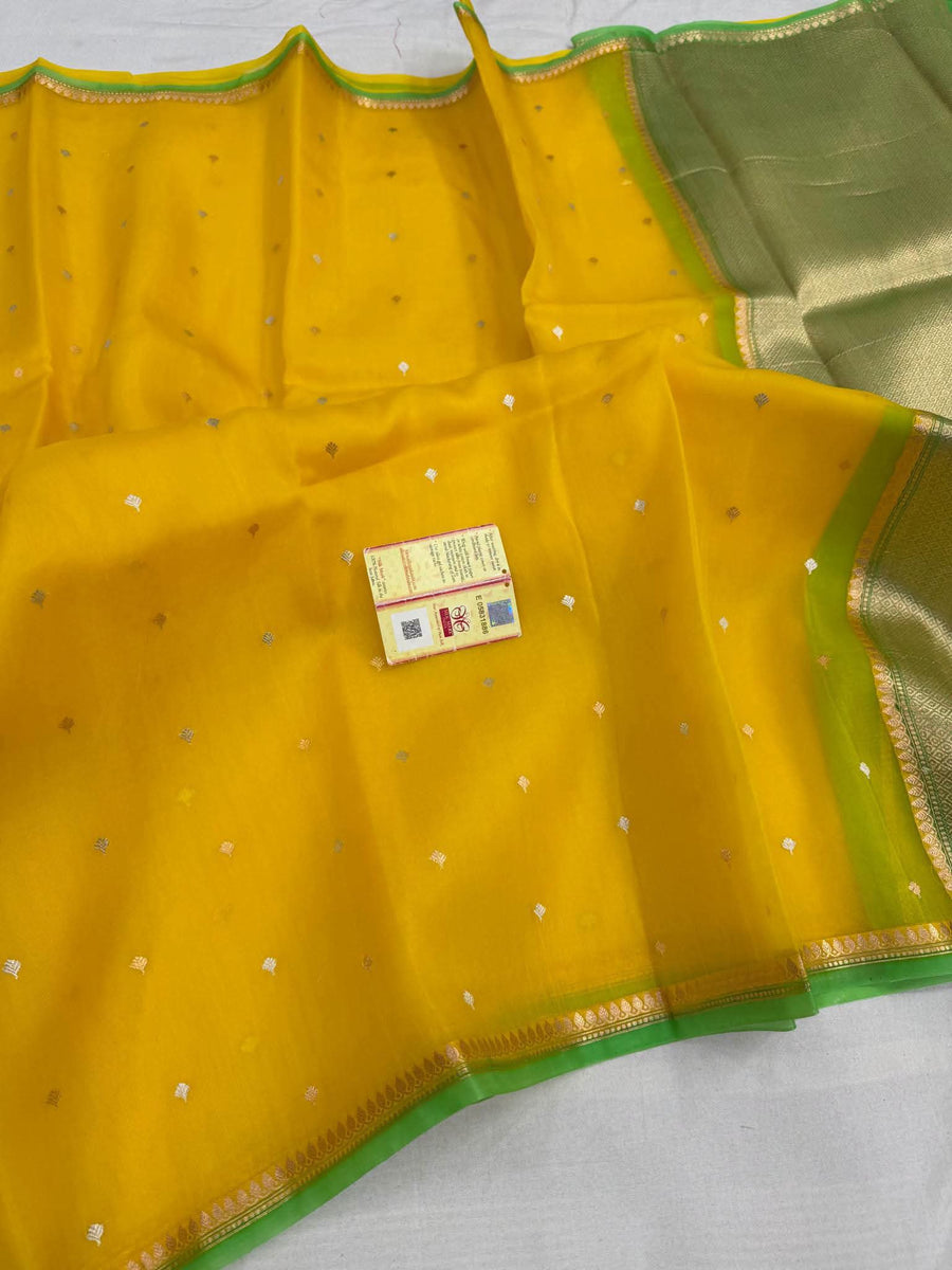 Pure handloom Banarasi Kora Organza Saree