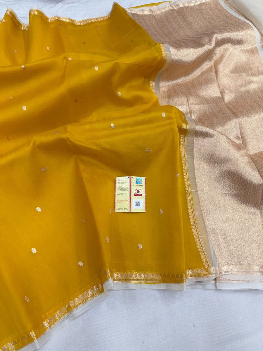 Pure handloom Banarasi Kora Organza Saree