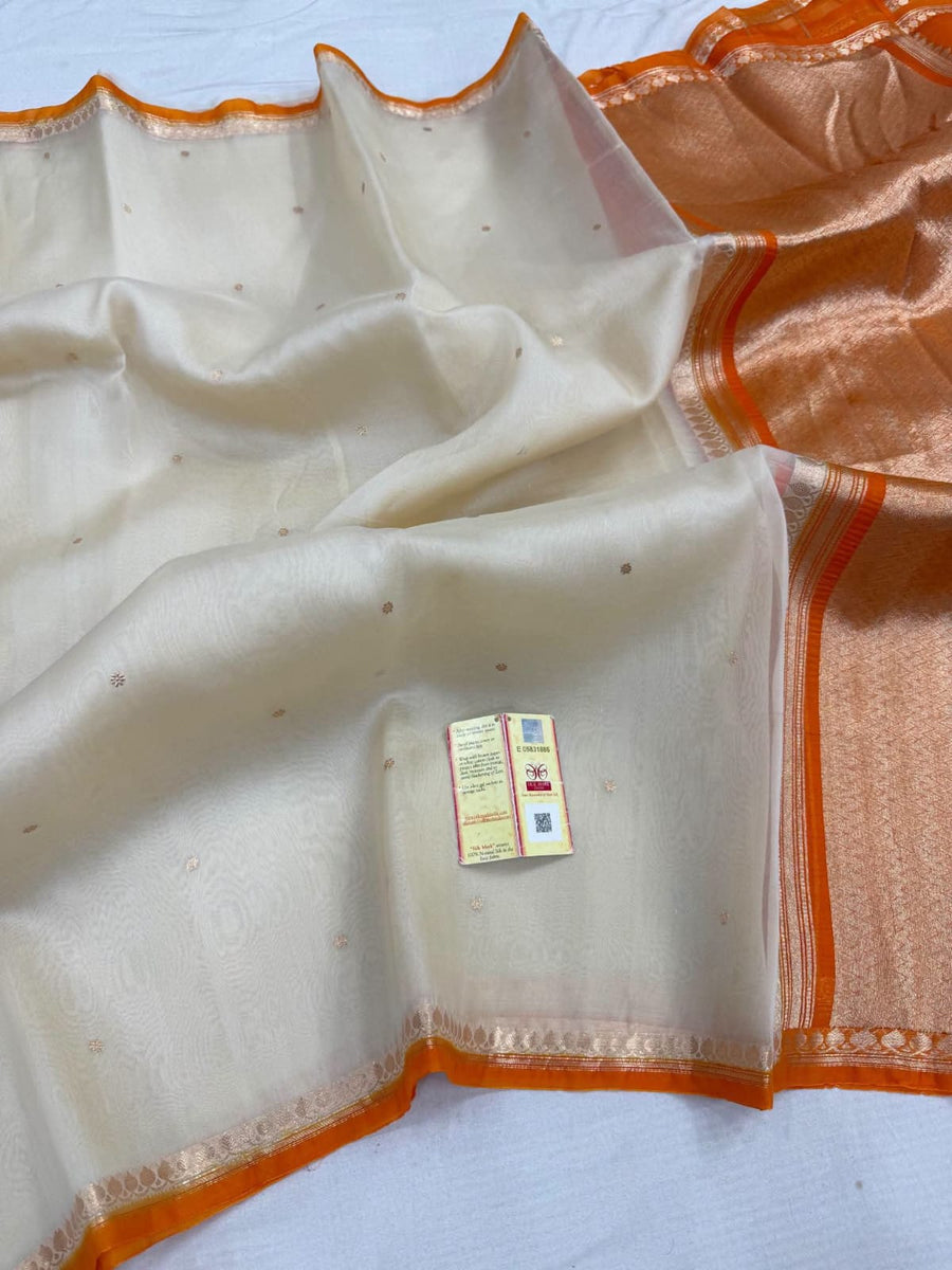 Pure handloom Banarasi Kora Organza Saree