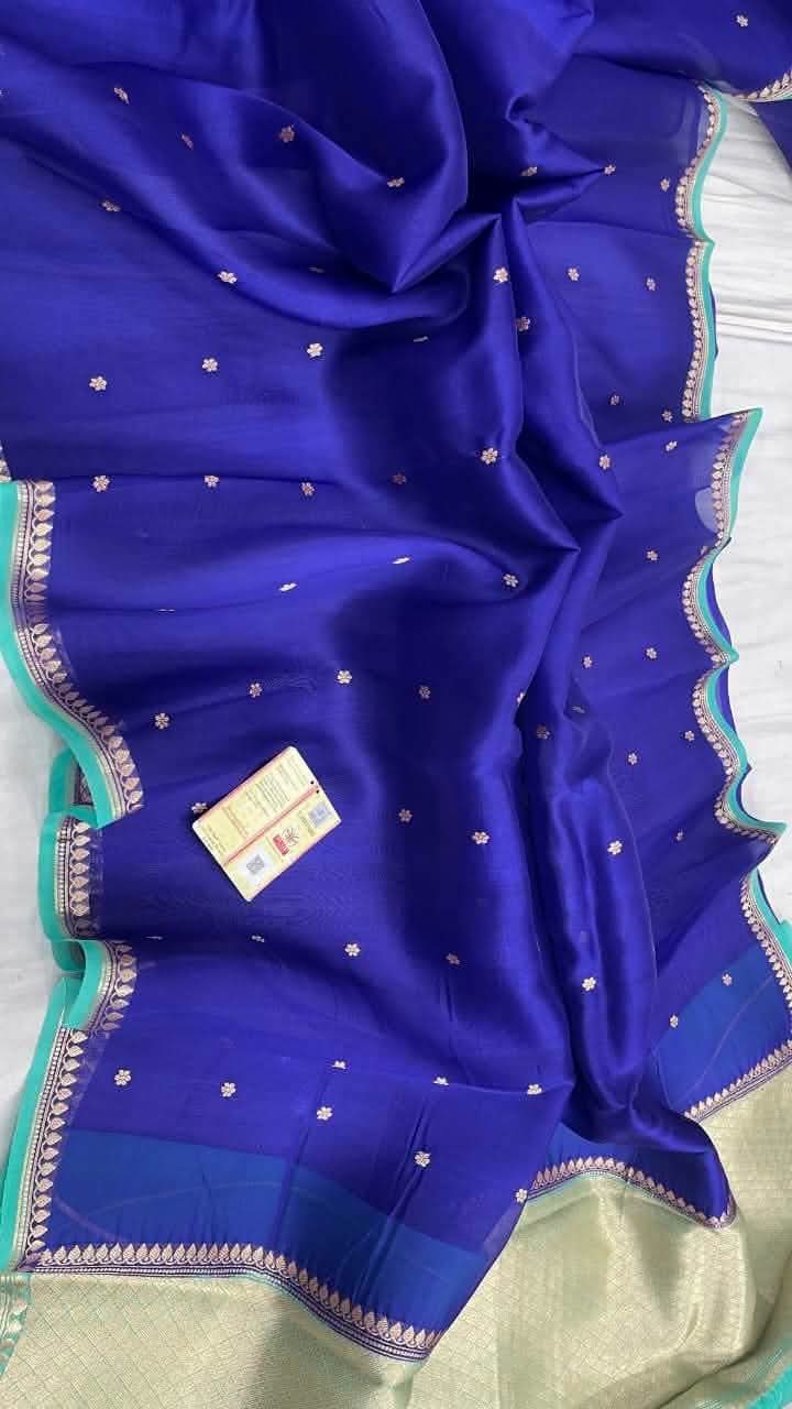 Pure handloom Banarasi Kora Organza Saree