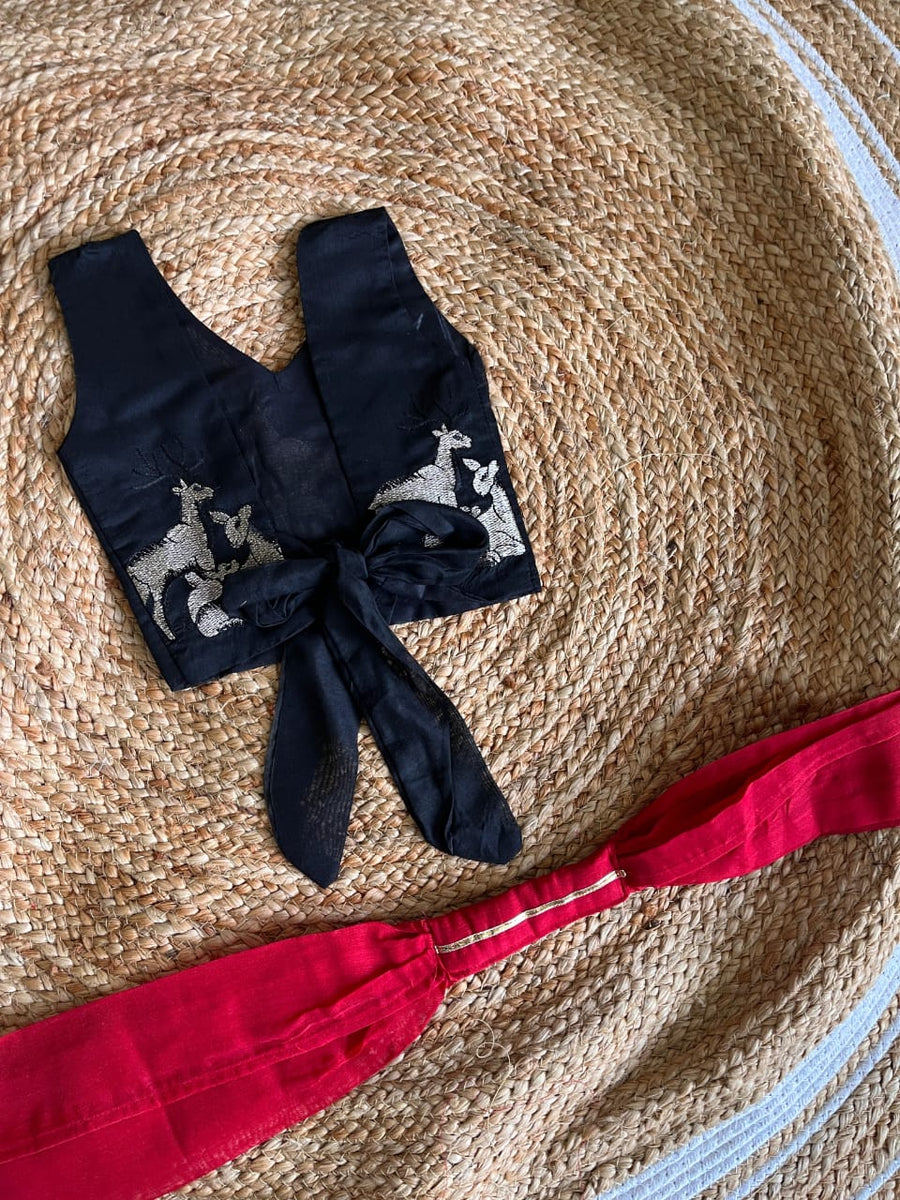 Red Chanderi lehenga set