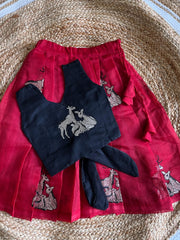 Red Chanderi lehenga set