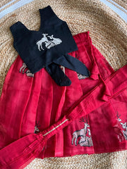 Red Chanderi lehenga set