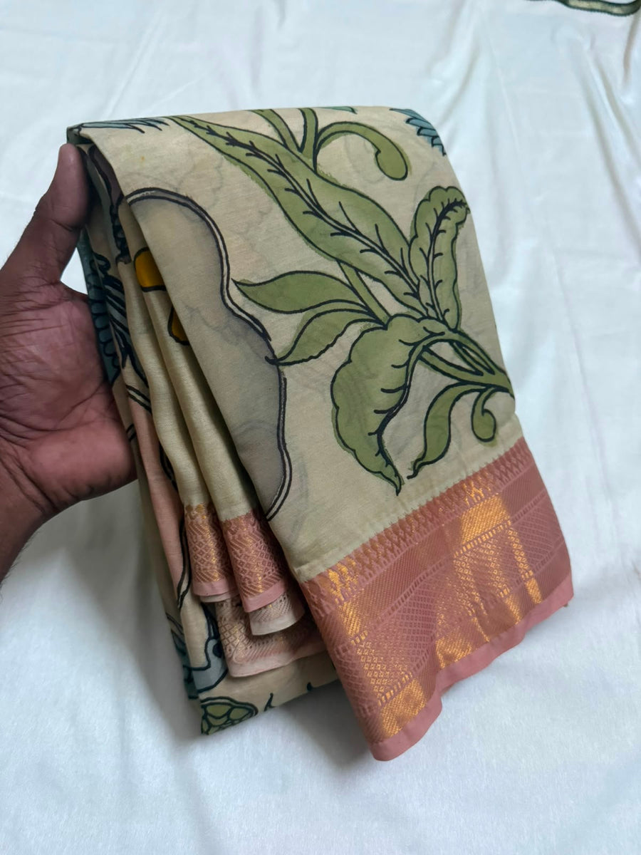 Pen Kalamkari Bangalore silk saree
