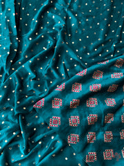 Ajrakh printed semi-pure modal silk saree