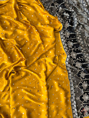 Ajrakh printed semi-pure modal silk saree