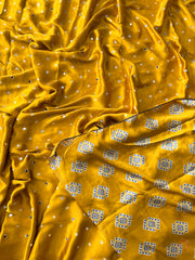 Ajrakh printed semi-pure modal silk saree