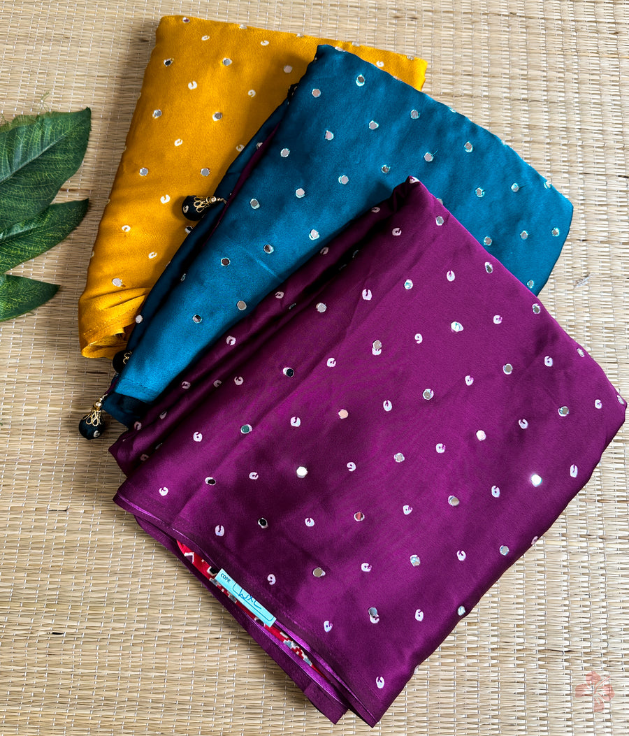 Ajrakh printed semi-pure modal silk saree