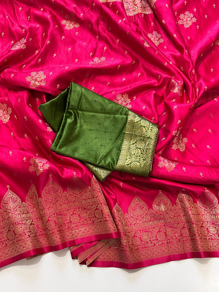 Pure Banarasi Mashru Satin Saree - Anvitha Collections