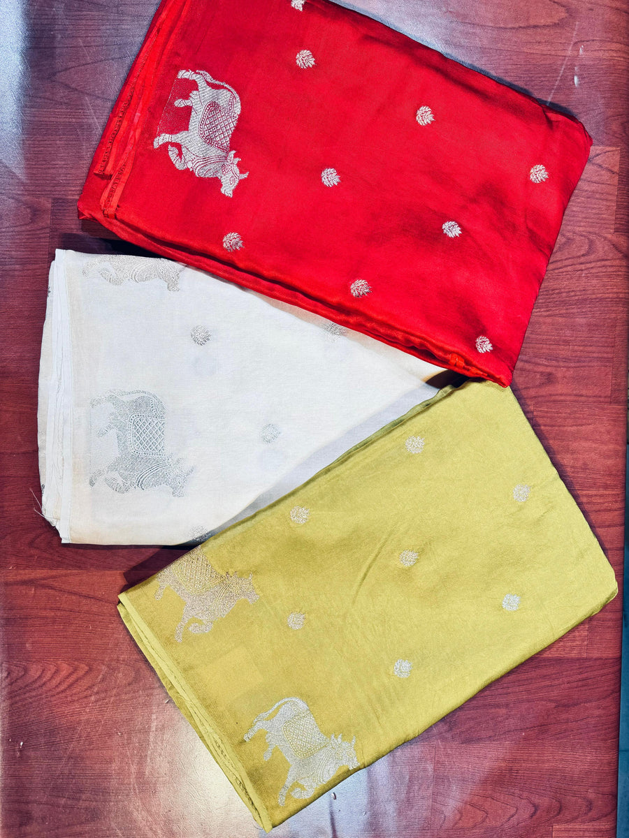 Satin Silk With Cow Border - Anvitha Collections