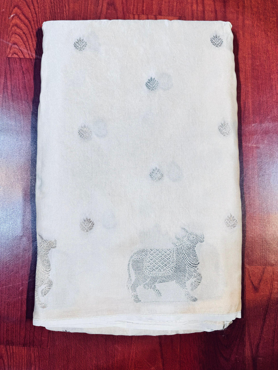 Satin Silk With Cow Border - Anvitha Collections