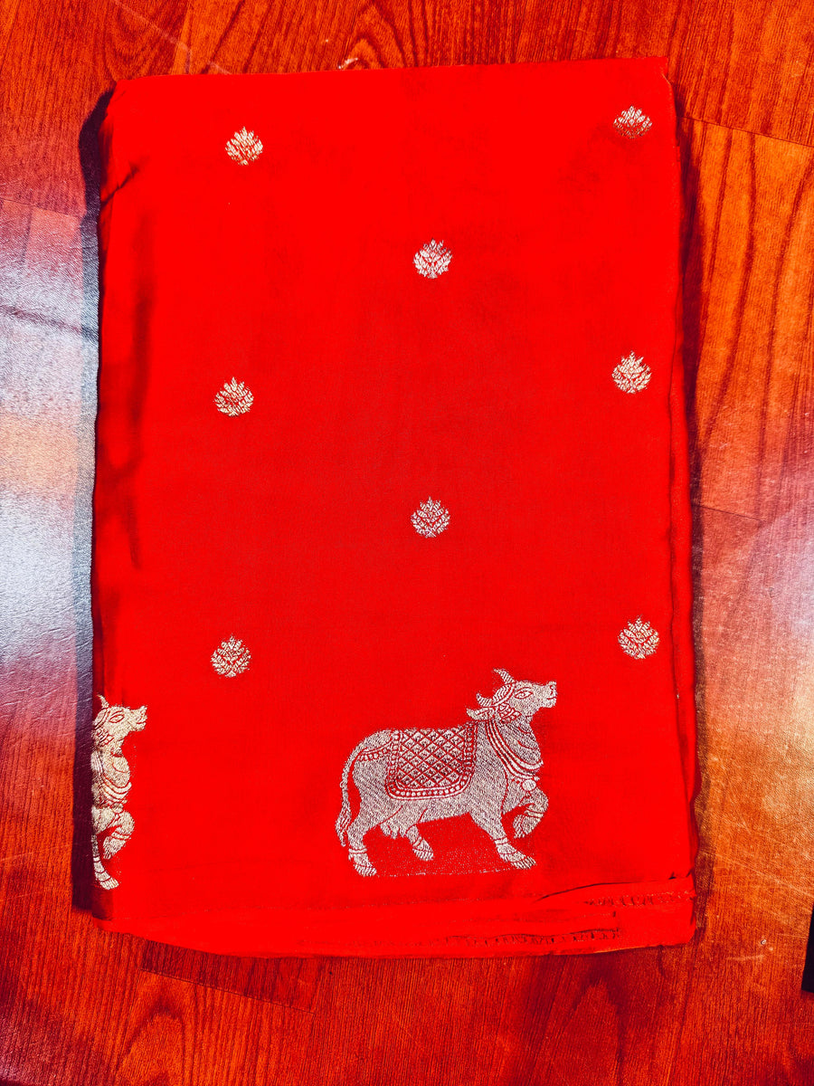 Satin Silk With Cow Border - Anvitha Collections